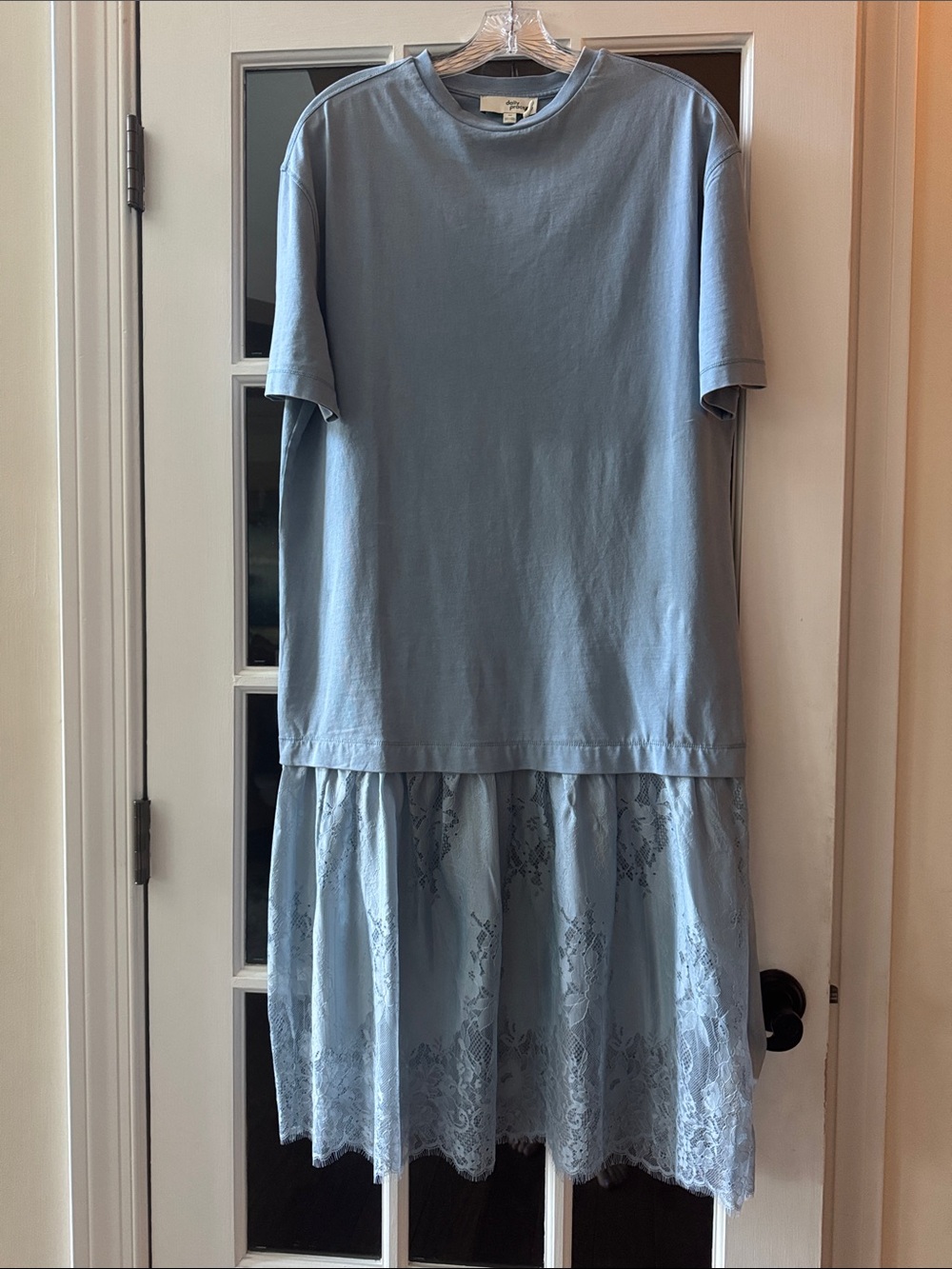 Light Blue Lace-Hem Women’s Dress Anthropologie Runs Large